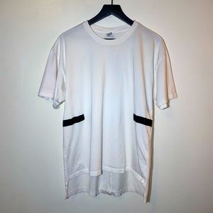 UrbanOutfitters White Short Sleeve T-shirt With Black Nylon Strap Details Size L